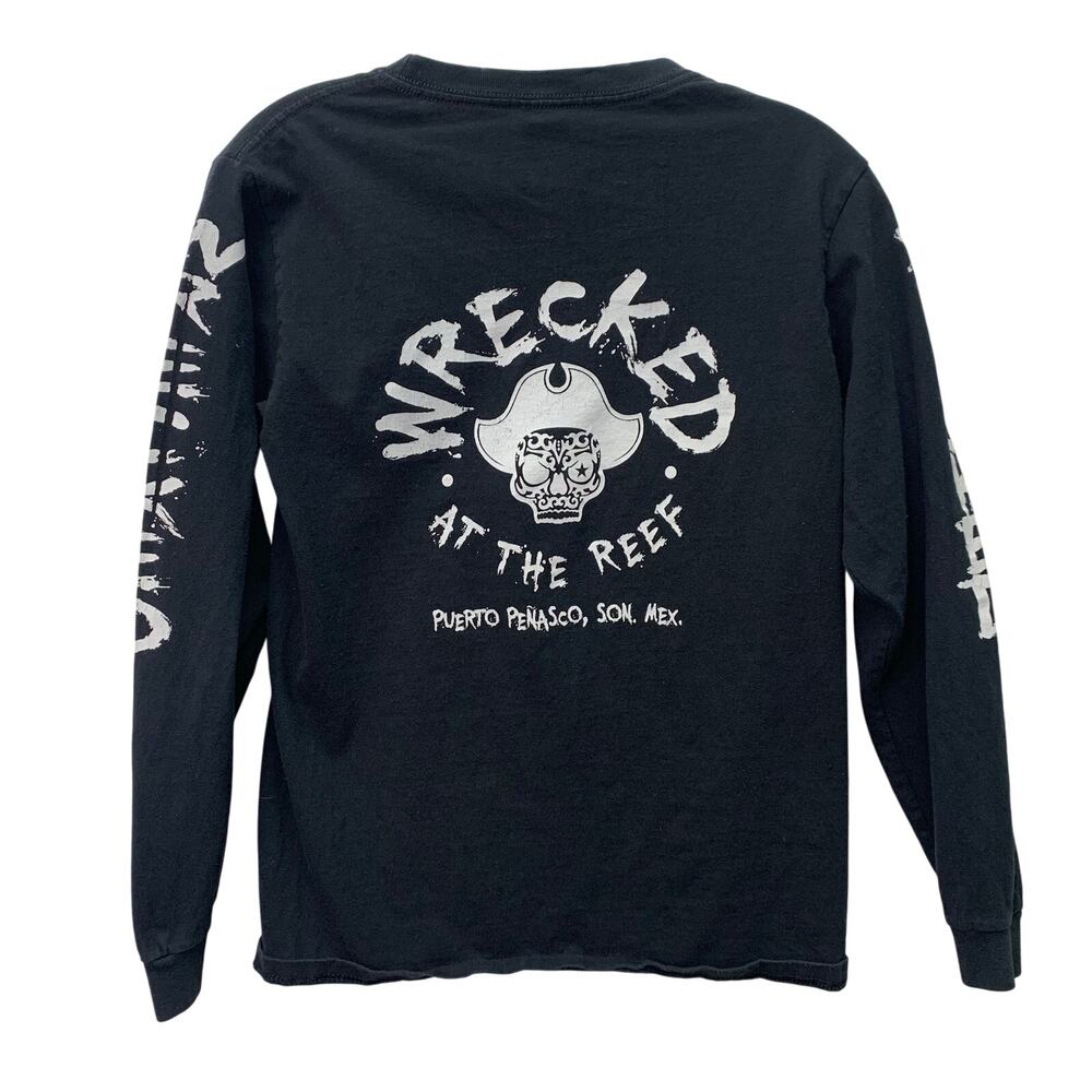 Wrecked At the Reef Puerto Penasco Unisex Small Mexico Long Sleeve Black TShirt
